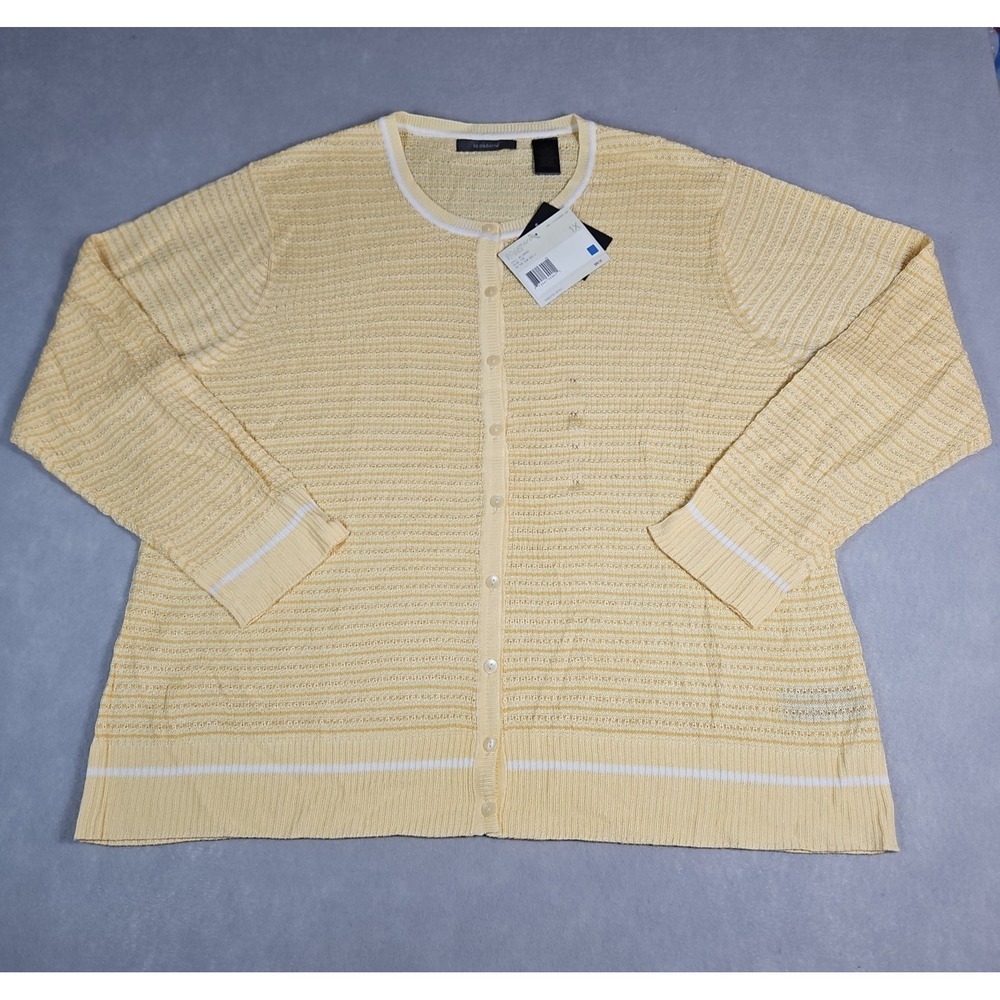 Liz Claiborne Womens Yellow Button Front Cardigan Sweater Size 1X NWT